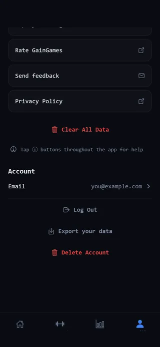 The Delete Account row